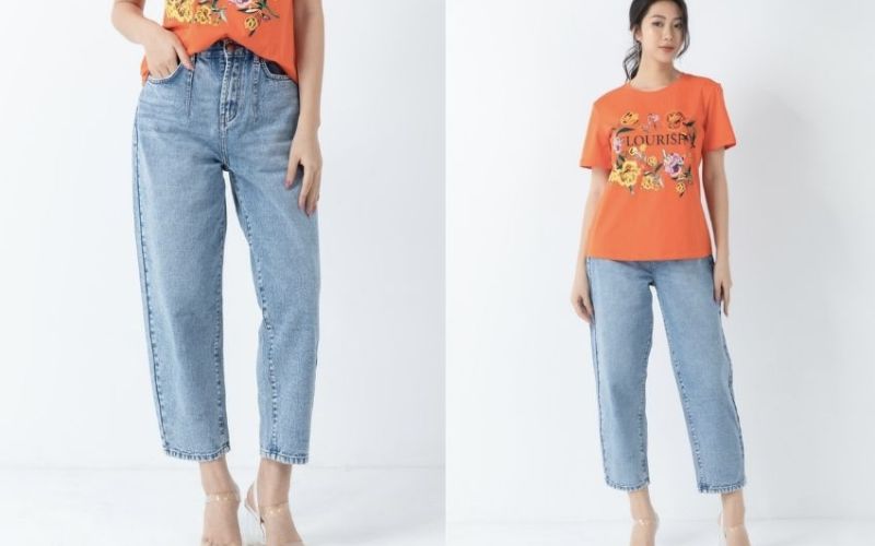 Phối đồ quần jeans áo thun đơn giản, trẻ trung