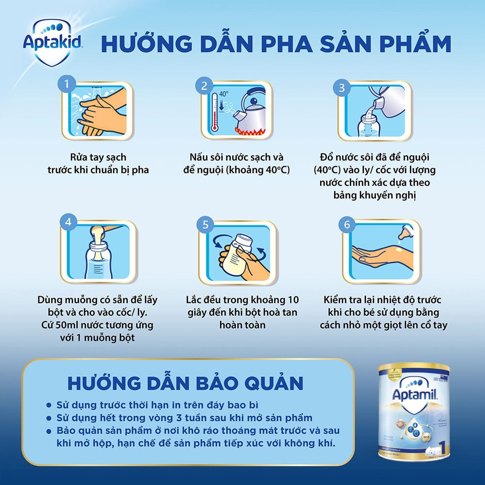 Hướng dẫn pha sữa Aptamil